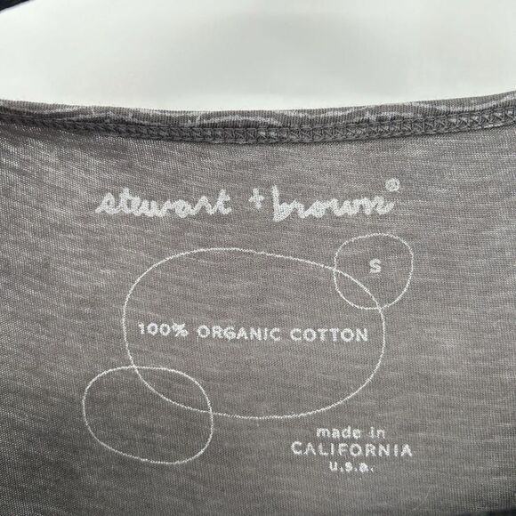 STEWART + BROWN Gray Striped Organic Cotton Lightweight Long Sleeve Dress Small - Picture 5 of 5